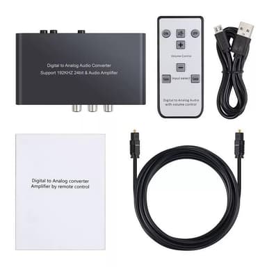 NÖRDIC digital til analog omformer 1x optisk spdif og 1x koaksial toslink til analog l / r med fjernkontroll