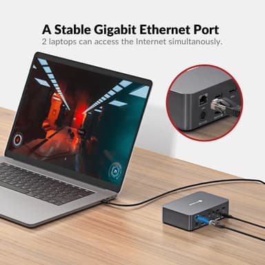 AV Access-dokkingstasjon og KVM-svitsj 2 til 2 USB-C til HDMI, 4K60Hz, 6x USB-A, 1x USB-C PD 100W, 1x 3,5 mm AUX, 1x SD-kortleser, 2x60W PD