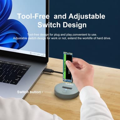 Maiwo USB-C 3.2 dokkingstasjon for NVMe/SATA M.2 SSD 10 Gbps