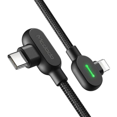 McDodo CA-7371 Lightning (ikke MFI) vinklet for å skrive c vinklet PD 36W 1,8 m med LED svart