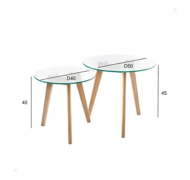 Sidebord HELENA 2stk sett D40xH40cm, D50xH45cm, glass