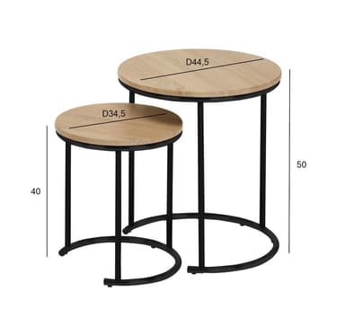 Sidebord ELTO D44,5xH50cm, D34,5xH40cm
