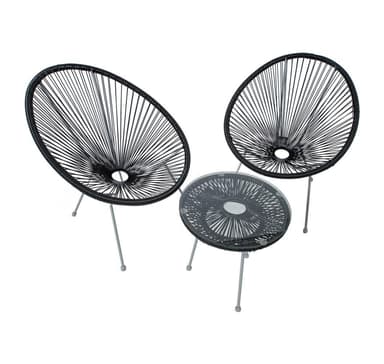 Balkongsett COMO bord, 2 stoler, sort