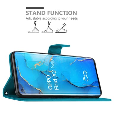 Oppo FIND X2 NEO lommebokdeksel Blomster (Blå)