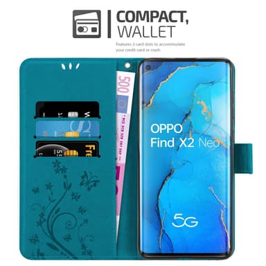 Oppo FIND X2 NEO lommebokdeksel Blomster (Blå)