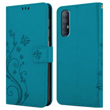 Oppo FIND X2 NEO lommebokdeksel Blomster (Blå)