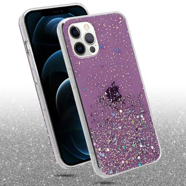 iPhone 12 PRO MAX Silikondeksel Glitter (lilla)