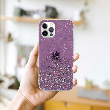 iPhone 12 PRO MAX Silikondeksel Glitter (lilla)