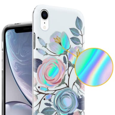 iPhone XR lommebokdeksel Blomster (hvit)