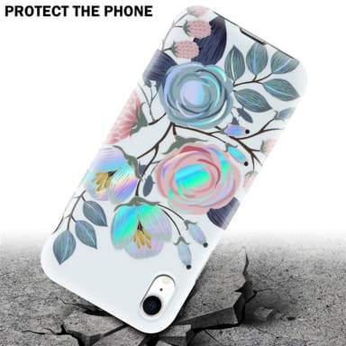 iPhone XR lommebokdeksel Blomster (hvit)