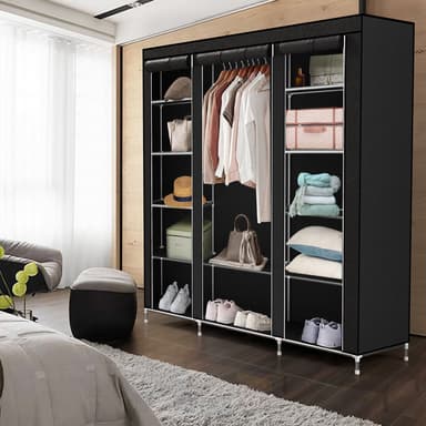 Sammenleggbar Garderobeskap 150x175x45 cm (svart)