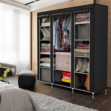 Sammenleggbar Garderobeskap 150x175x45 cm (svart)