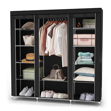 Sammenleggbar Garderobeskap 150x175x45 cm (svart)