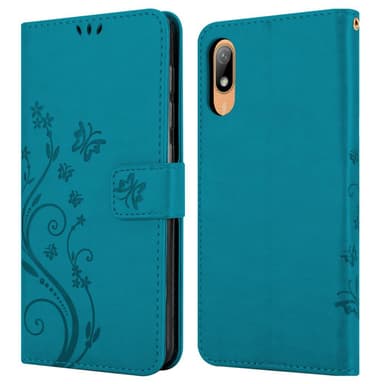 Huawei Y6 PRO 2019 lommebokdeksel Blomster (blå)
