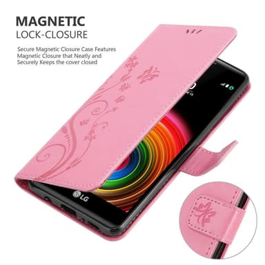 LG X POWER lommebokdeksel Blomster (rosa)