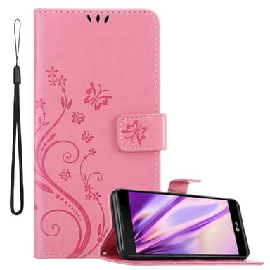 LG X POWER lommebokdeksel Blomster (rosa)