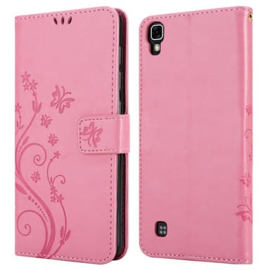 LG X POWER lommebokdeksel Blomster (rosa)
