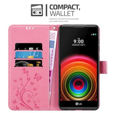 LG X POWER lommebokdeksel Blomster (rosa)