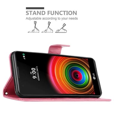 LG X POWER lommebokdeksel Blomster (rosa)