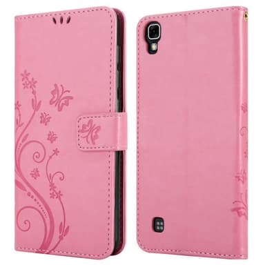 LG X POWER lommebokdeksel Blomster (rosa)