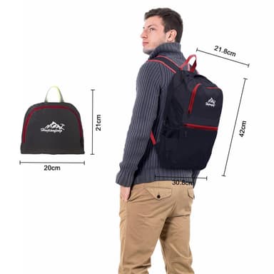 Sammenleggbar ryggsekk 36L unisex vanntett (svart)