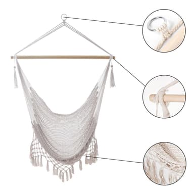 Hengestol Macrame bomull med frynser (beige)