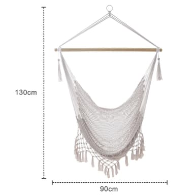 Hengestol Macrame bomull med frynser (beige)