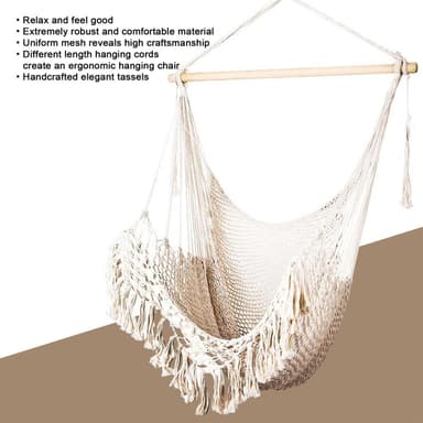 Hengestol Macrame bomull med frynser (beige)