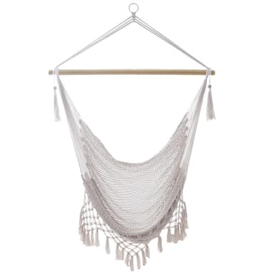 Hengestol Macrame bomull med frynser (beige)