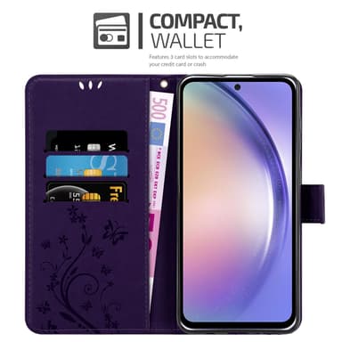 Samsung Galaxy A54 5G lommebokdeksel Blomster (Lilla)