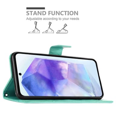 Samsung Galaxy A55 lommebokdeksel Blomster (Turkis)
