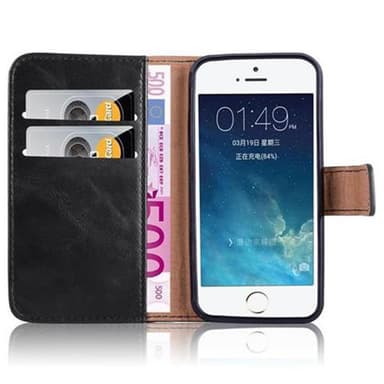 iPhone 5 / 5S / SE 2016 lommebokdeksel etui (svart)