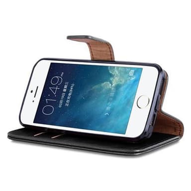 iPhone 5 / 5S / SE 2016 lommebokdeksel etui (svart)