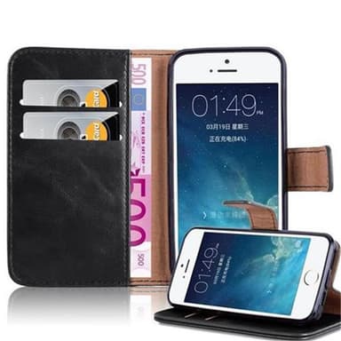 iPhone 5 / 5S / SE 2016 lommebokdeksel etui (svart)