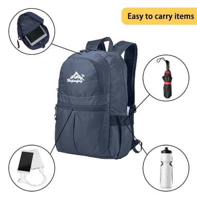 Sammenleggbar ryggsekk 36L unisex vanntett (mørkeblå)