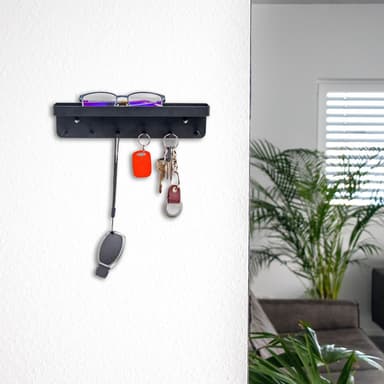 Tastatur med selvklebende hyllestang (svart)