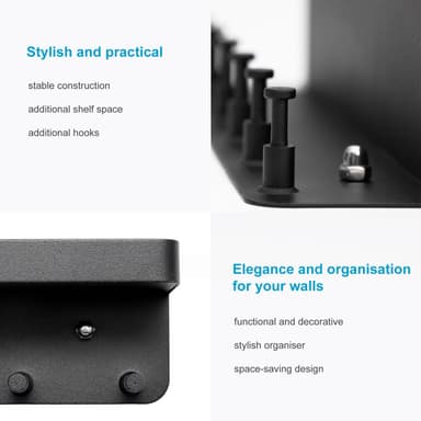 Tastatur med selvklebende hyllestang (svart)