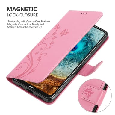 Nokia X10 / X20 lommebokdeksel Blomster (rosa)