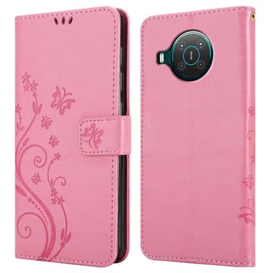 Nokia X10 / X20 lommebokdeksel Blomster (rosa)