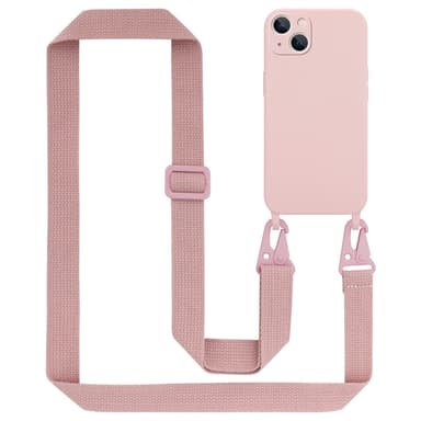 Deksel iPhone 14 PLUS med Halskjede (rosa)