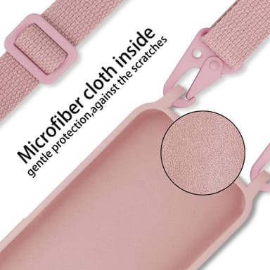 Deksel iPhone 14 PLUS med Halskjede (rosa)