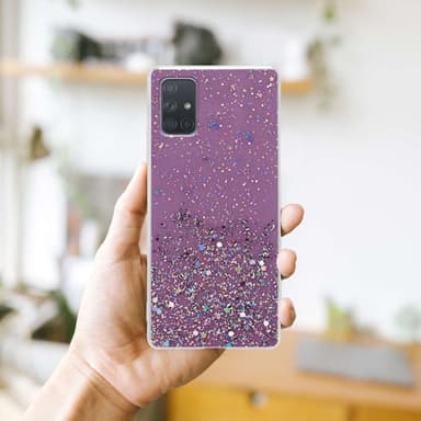 Samsung Galaxy A71 5G Silikondeksel Glitter (lilla)