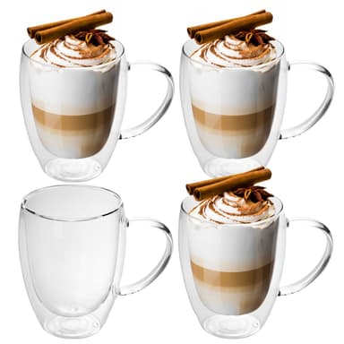 4x Kaffeglass Teglass Termisk Glass 300-400 ml