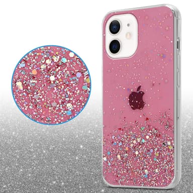 iPhone 12 MINI Silikondeksel Glitter (rosa)