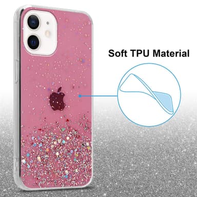 iPhone 12 MINI Silikondeksel Glitter (rosa)