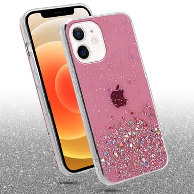 iPhone 12 MINI Silikondeksel Glitter (rosa)