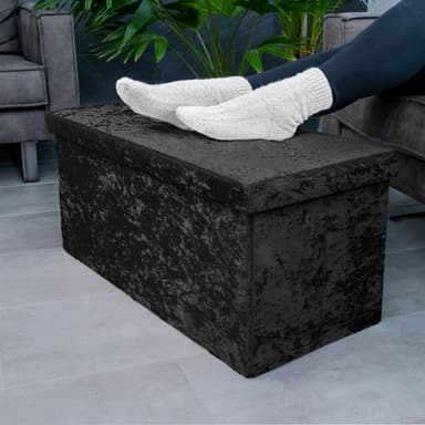 Sammenleggbar Krakk Benk 49x30x30cm Fotstøtte (svart)