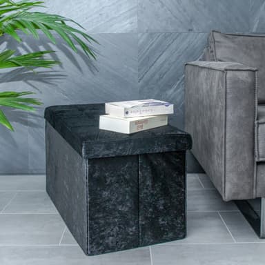 Sammenleggbar Krakk Benk 49x30x30cm Fotstøtte (svart)