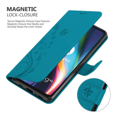 Motorola MOTO G 5G PLUS lommebokdeksel Blomster (Blå)