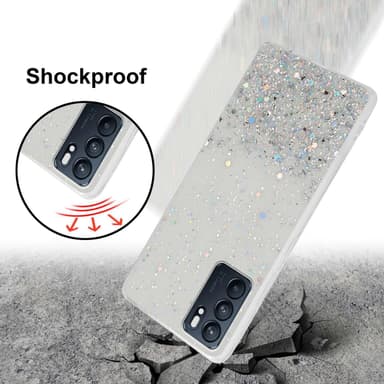 Oppo Reno6 5G Silikondeksel Glitter (Gjennomsiktig)
